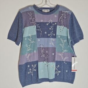 Alfred Dunner Sweater Womens XL Embroidered Floral Pullover Bryce Canyon